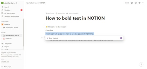 Write “bold the text”