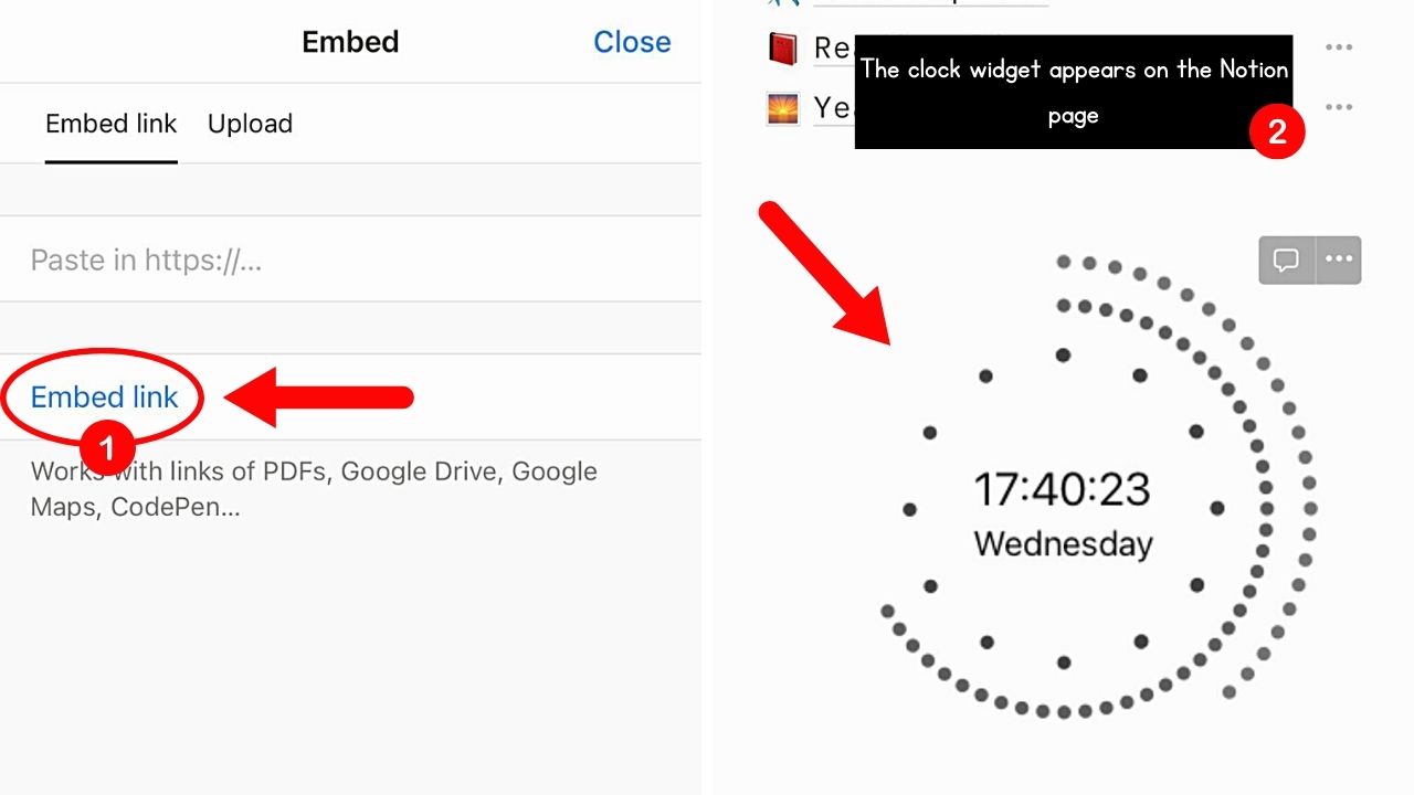 Adding Clock in Notion Mobile Step 4