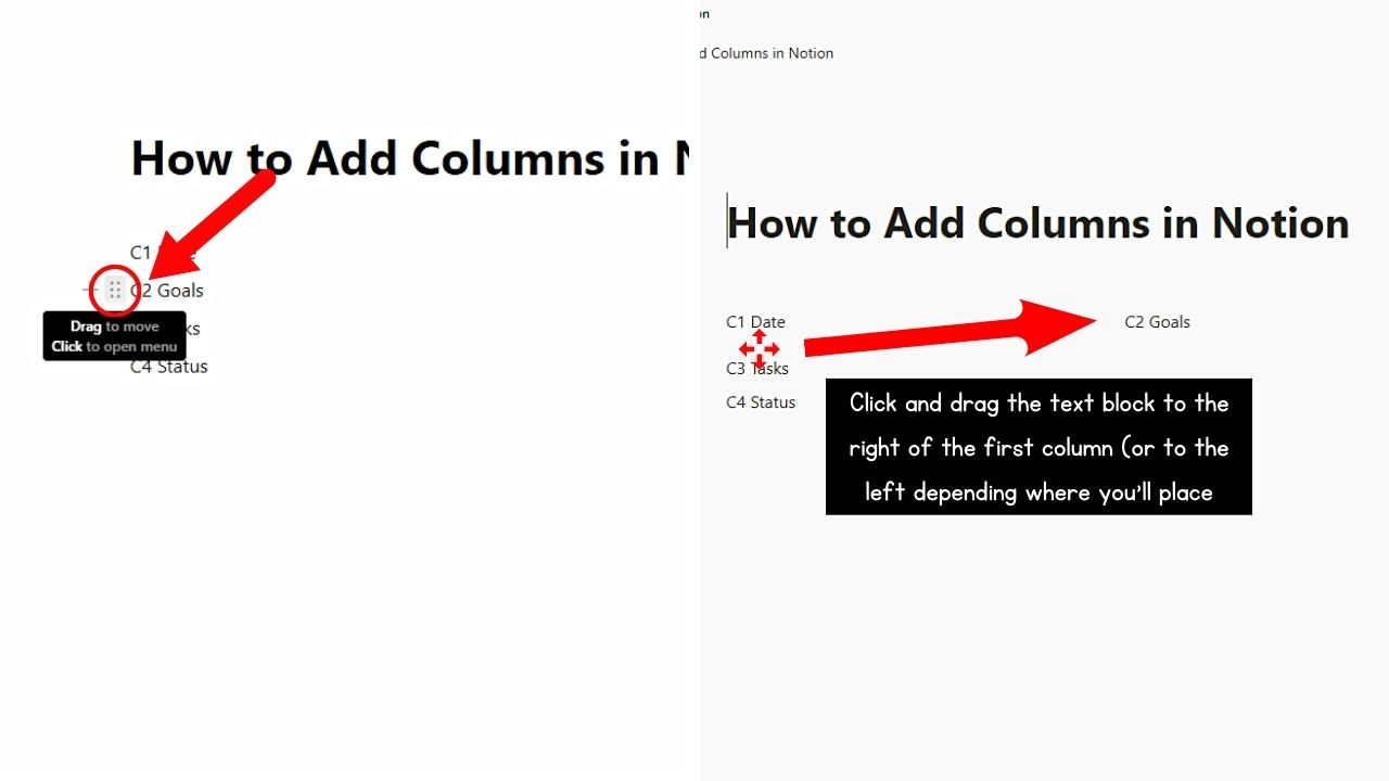 Adding Columns in Notion Step 2
