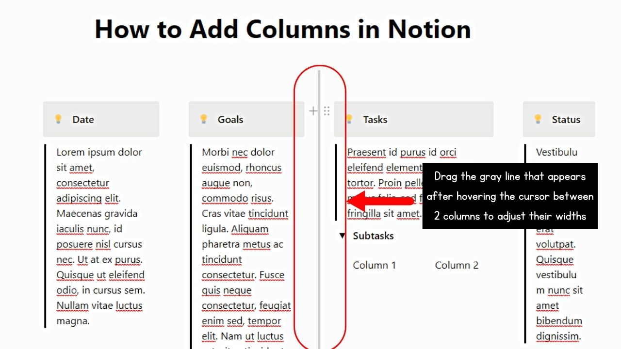 Adding Columns in Notion Step 5