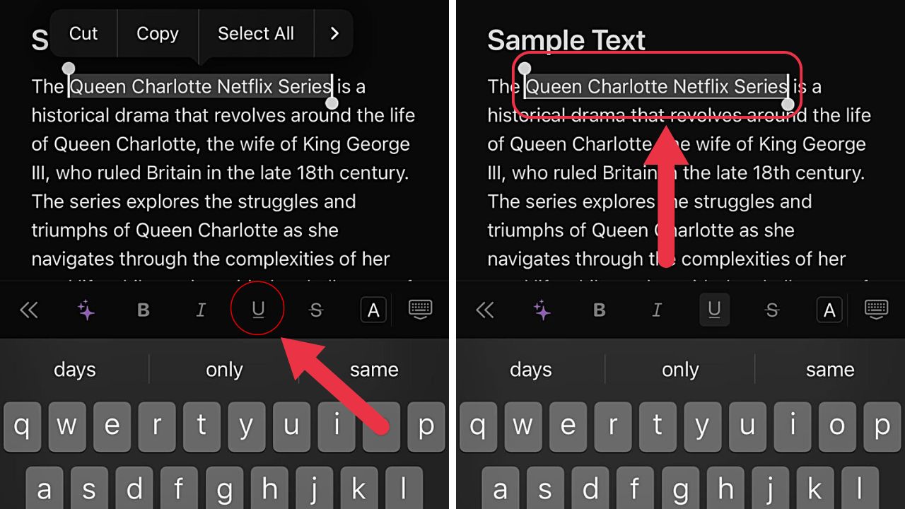 Underline Text in Notion Mobile Step 4