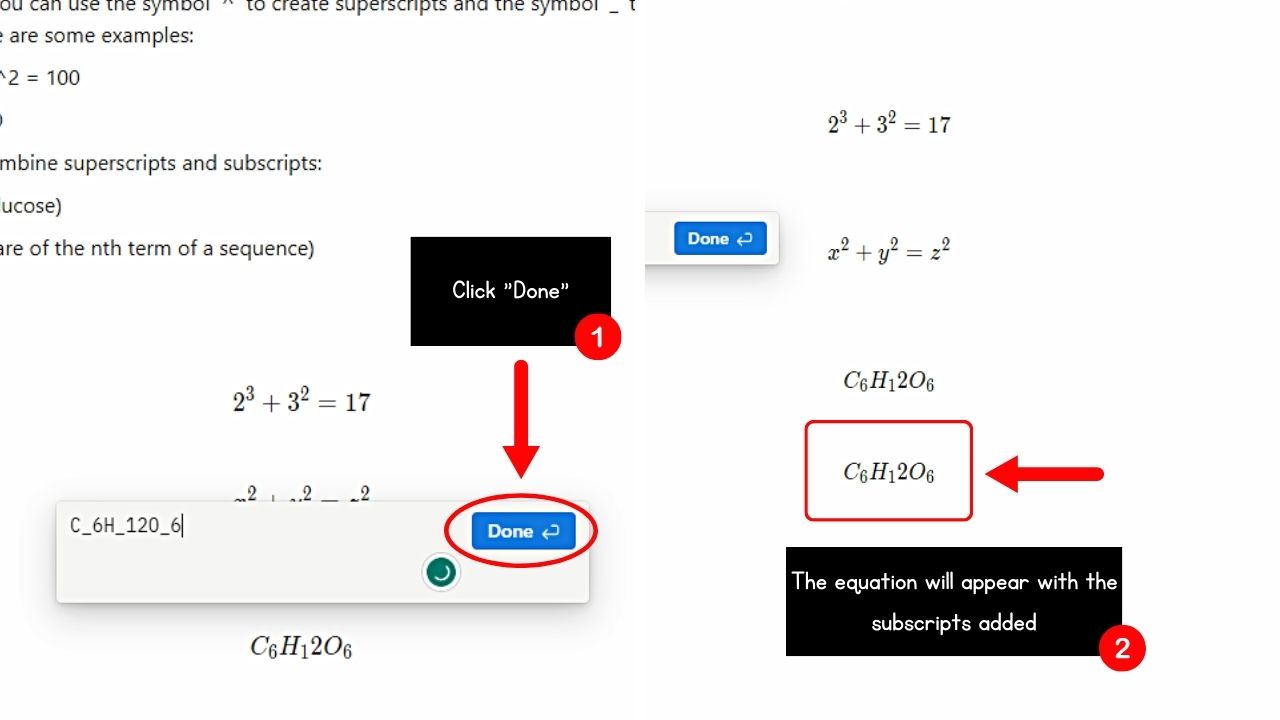 Open the Dropdown Menu to Insert an Equation and Add Subscripts in Notion Step 3