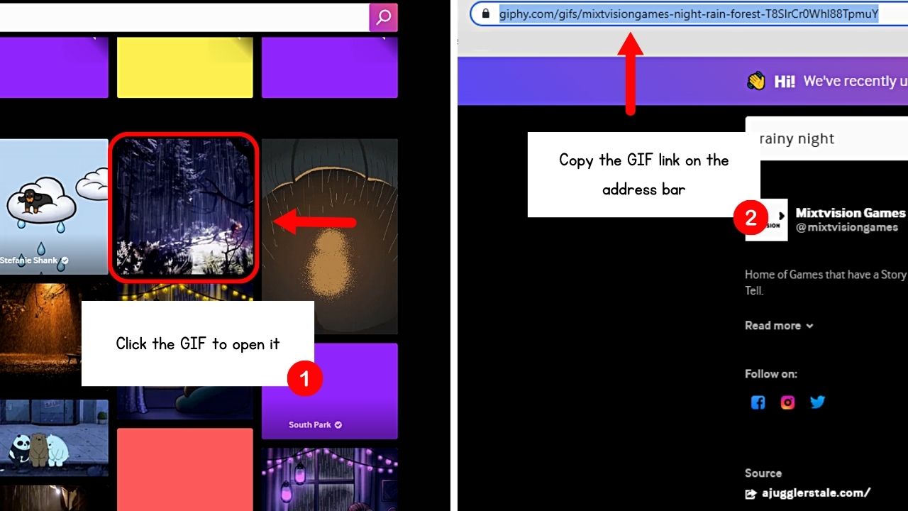 How to Add GIF in Notion by Pasting the GIF Link From a Source Website Step 2