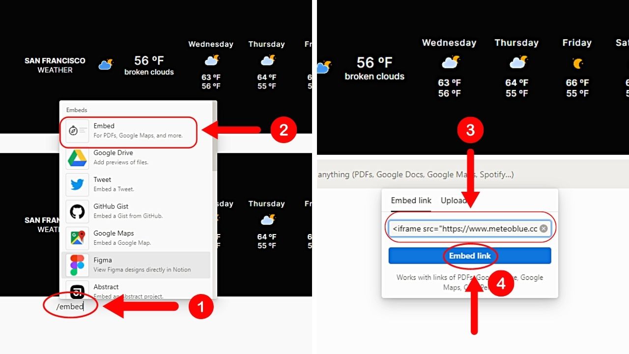 How to Add Weather in Notion Through Meteoblue Step 5