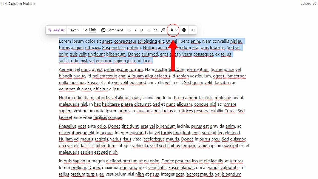 How to Change Text Color in Notion Desktop Through Built-in Color Options Step 2