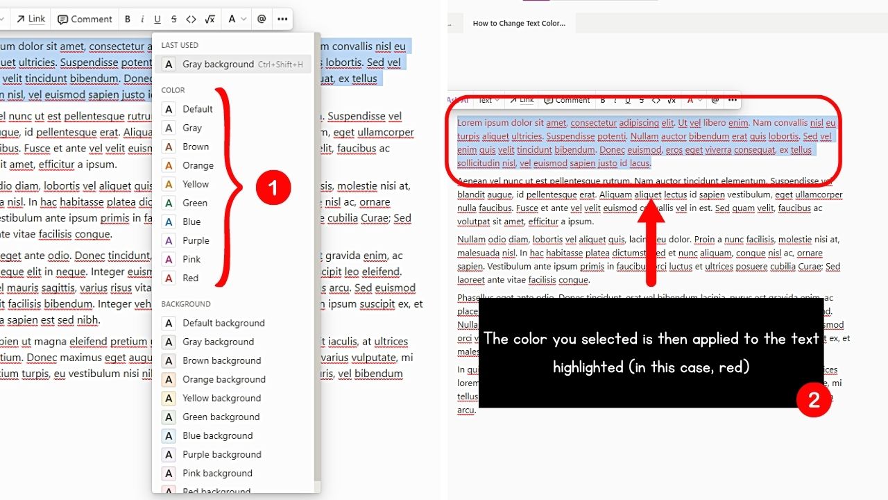 How to Change Text Color in Notion Desktop Through Built-in Color Options Step 3