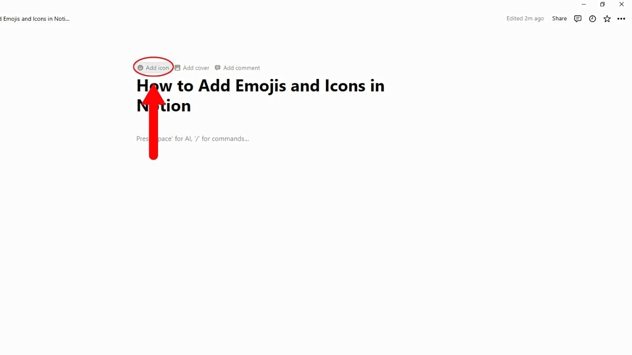 Click Add Icon to Add Emojis in Notion Step 1