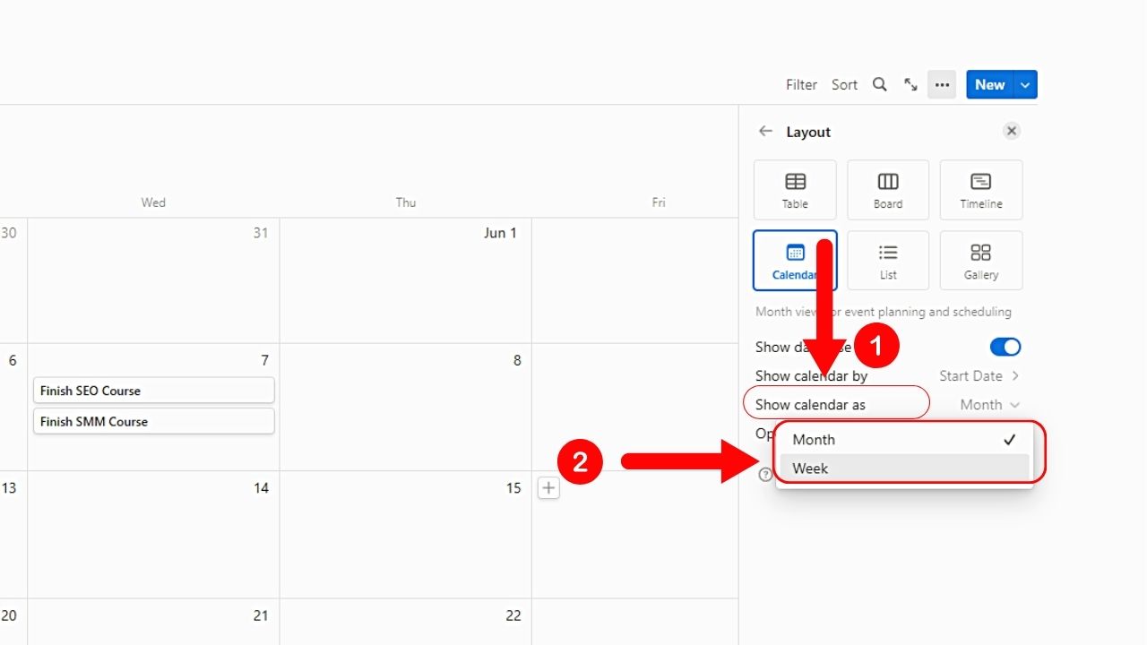 How to Add a Calendar in Notion Step 4