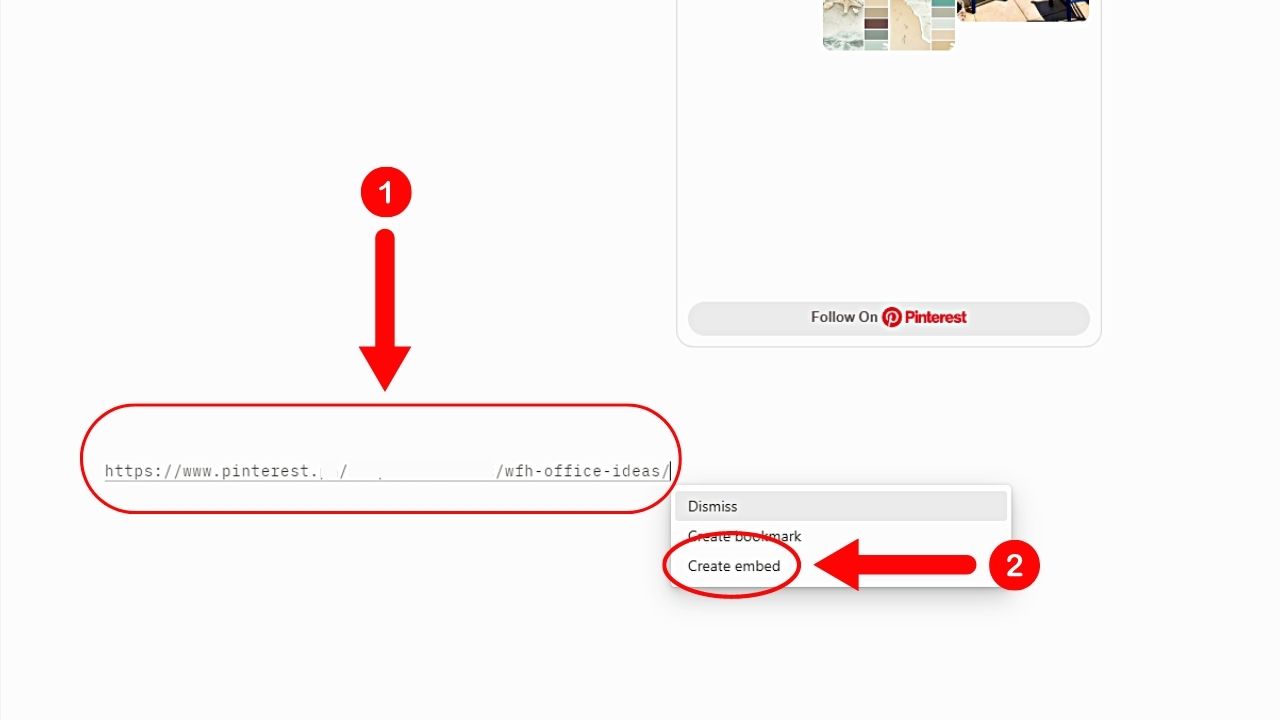 Directly Paste the Pinterest Board URL in Notion Step 2
