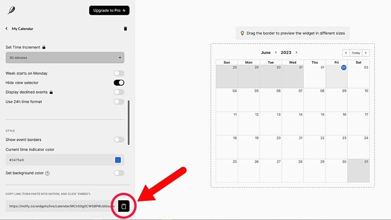 How to Embed Google Calendar from Indify Step 5