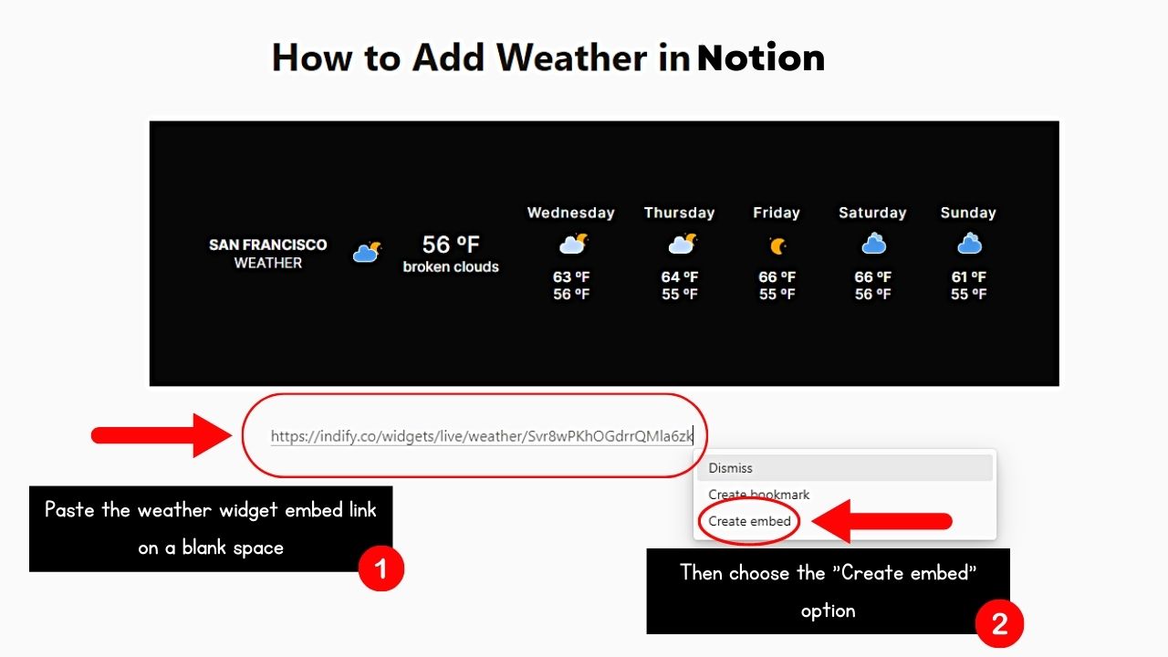 Adding Weather in Notion Through Indify Step 4