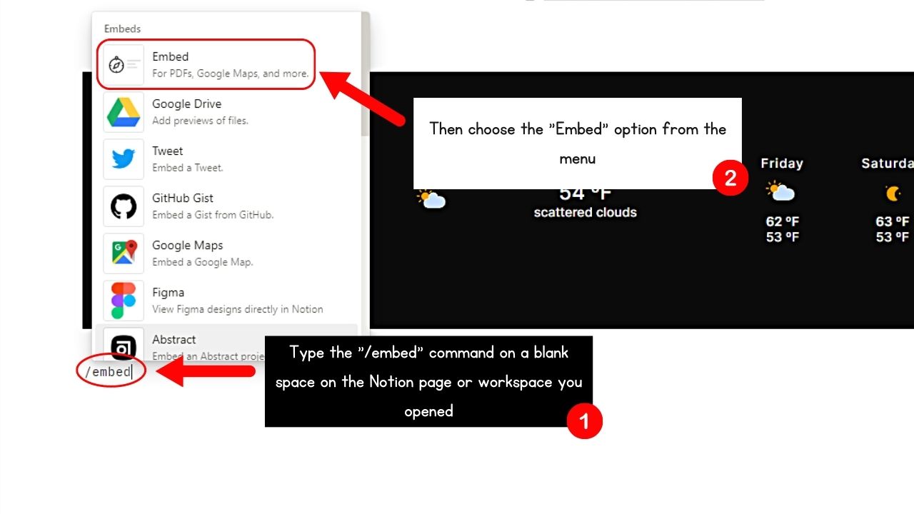 How to Add/Embed Widgets by Simple Embed in Notion Step 1