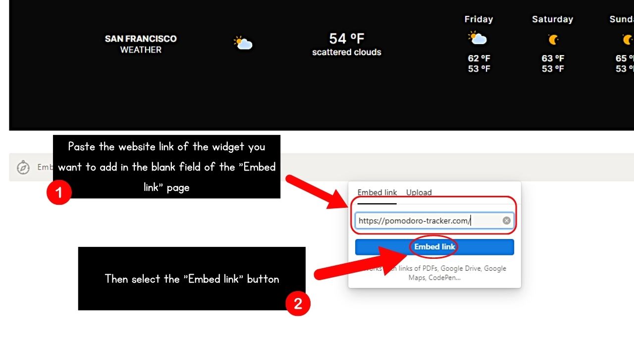 How to Add/Embed Widgets by Simple Embed in Notion Step 2