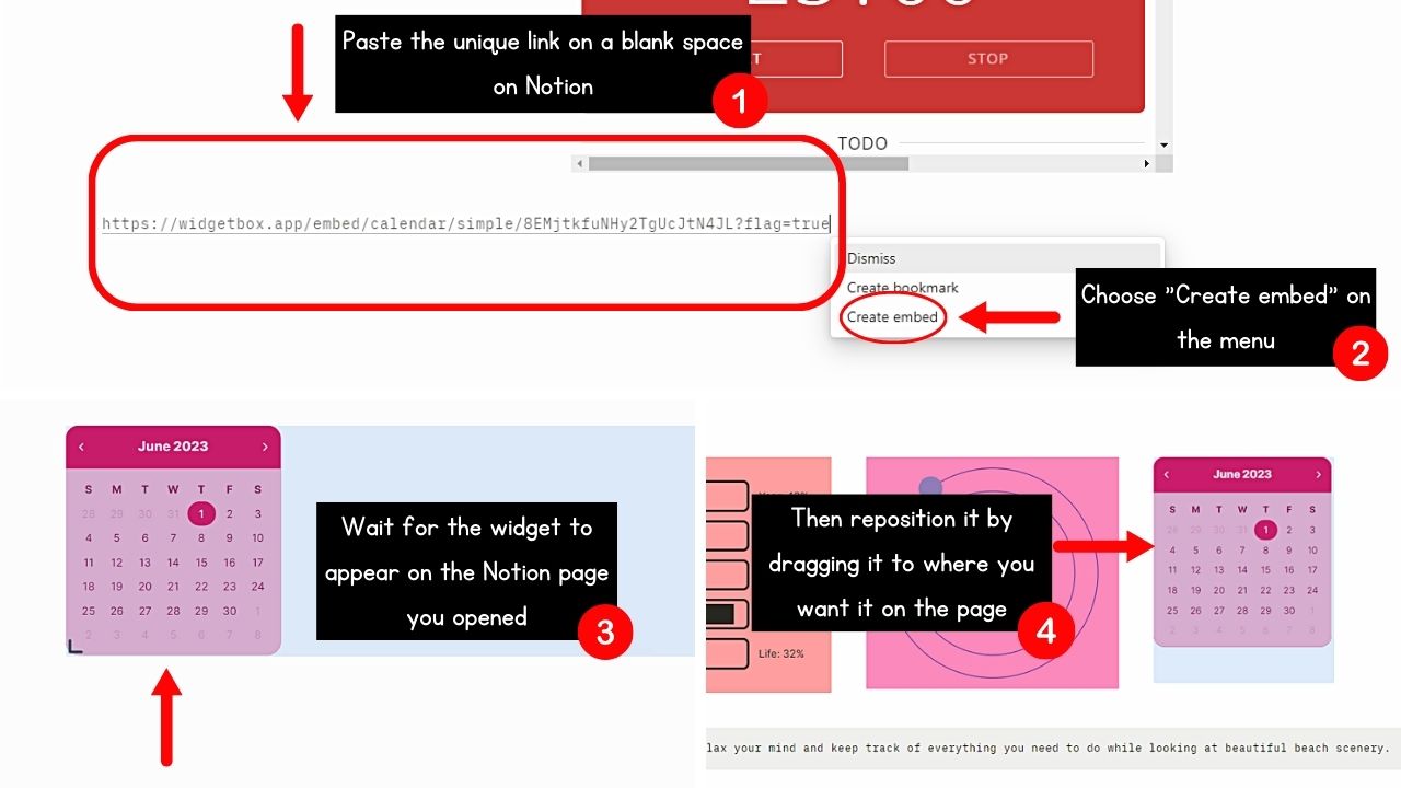 How to Add/Embed Widgets by Unique Links in Notion Step 2