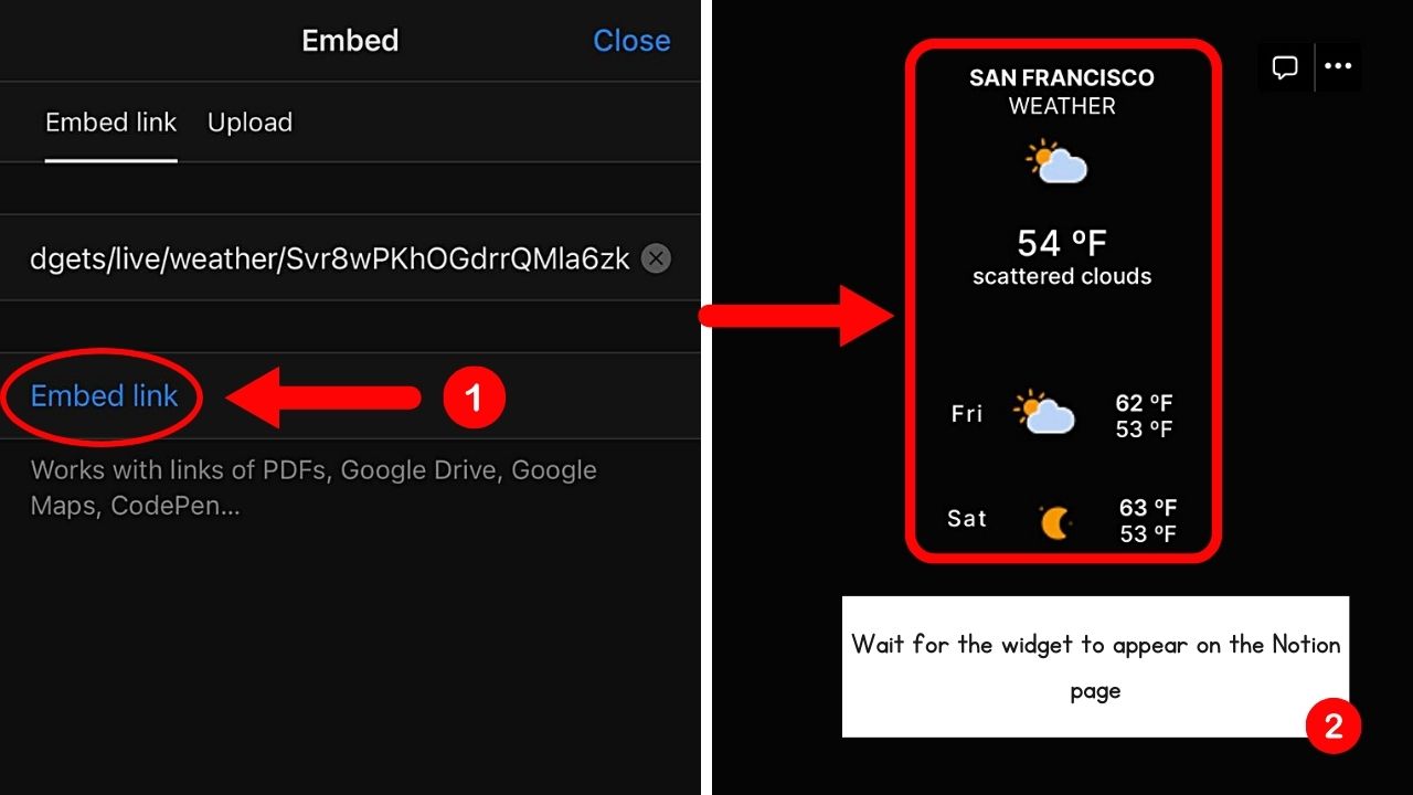 How to Add/Embed Widgets in Notion Mobile Step 4