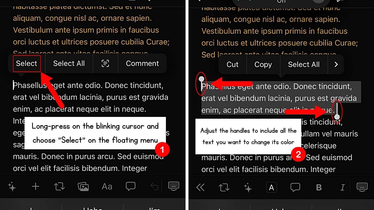 Changing Text Color in Notion (Mobile) Step 2