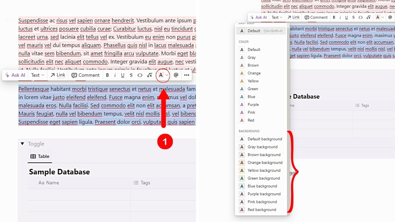 How to Change the Background Color of Text in Notion Method 2