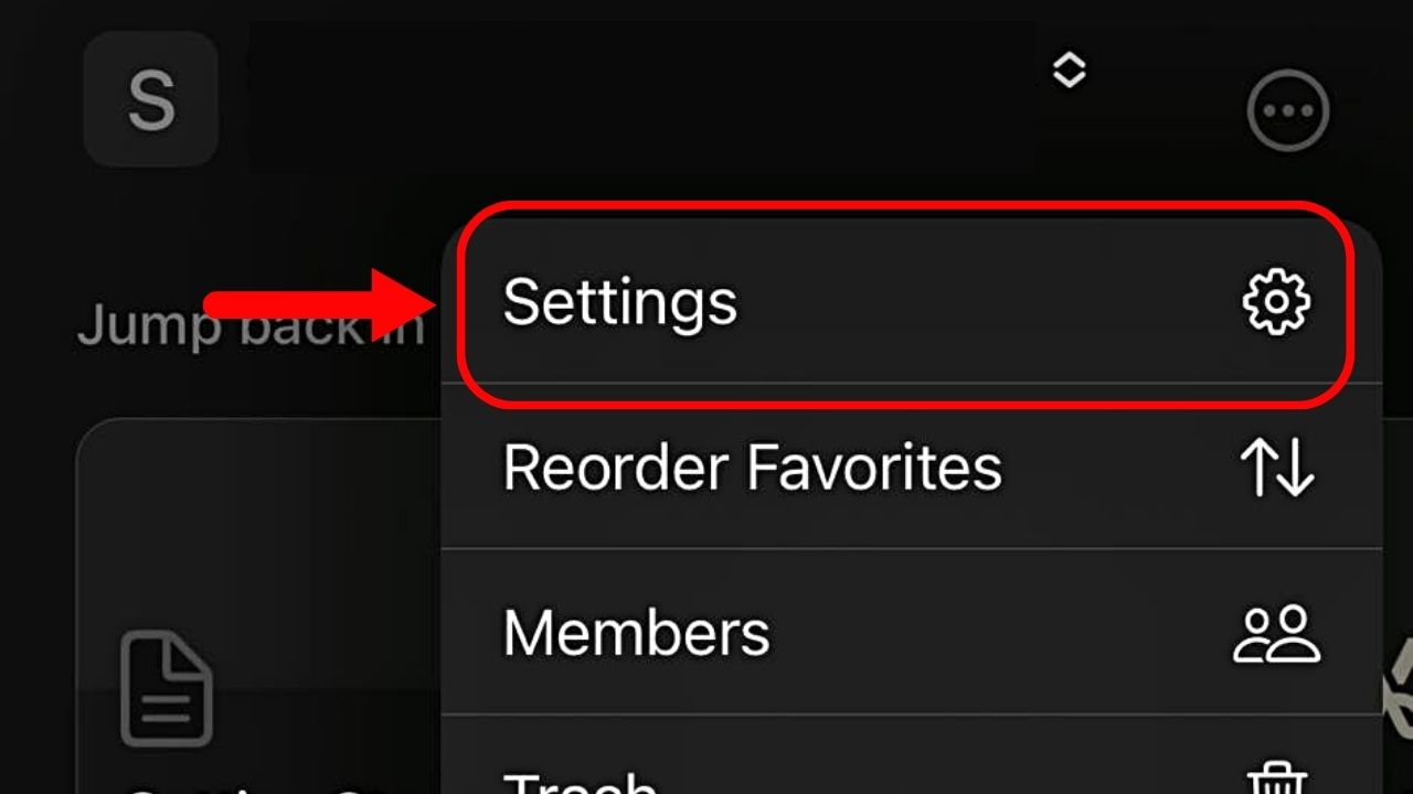 Turning On or Off Dark Mode in Notion (Mobile) Step 2
