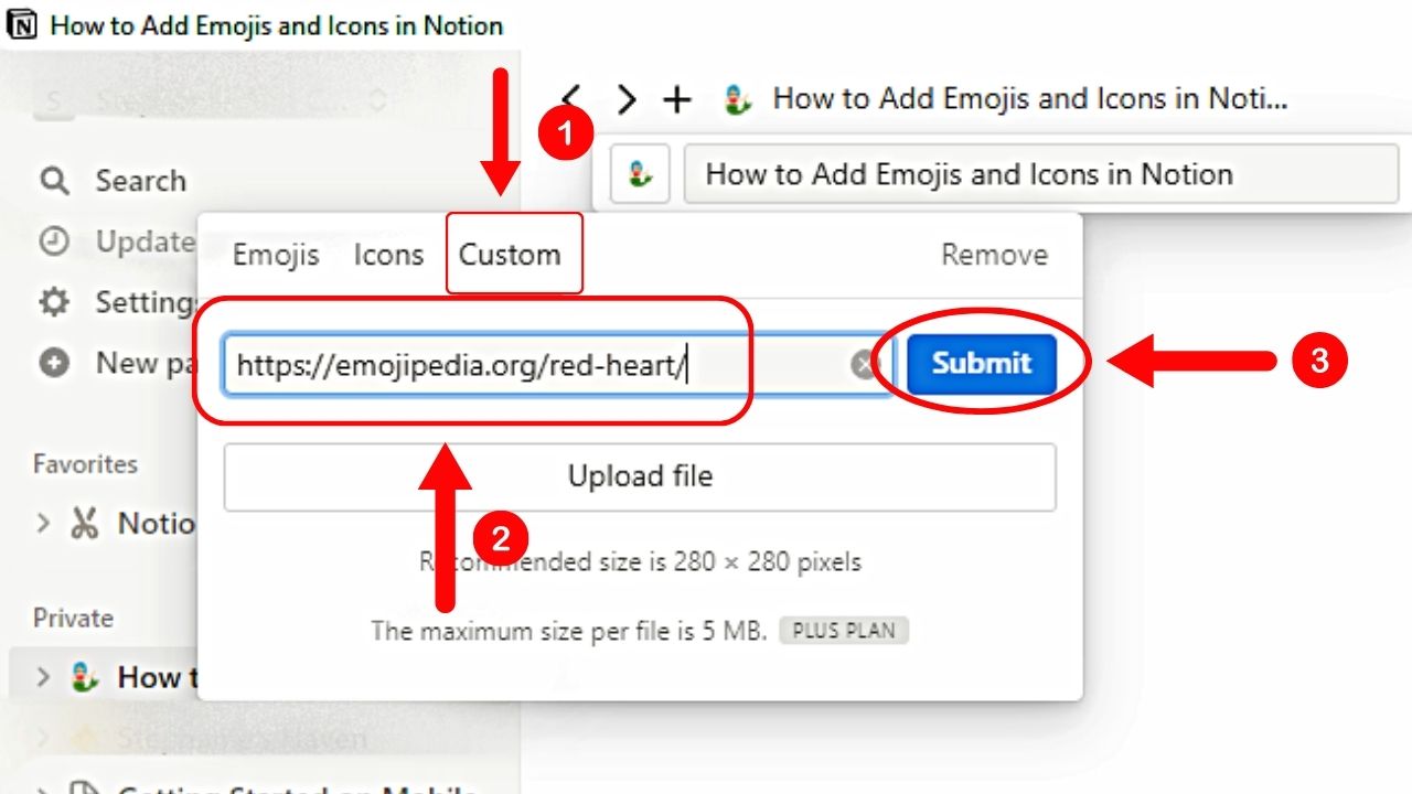 Linking to a Hosted Icon to Add an Emoji in Notion
