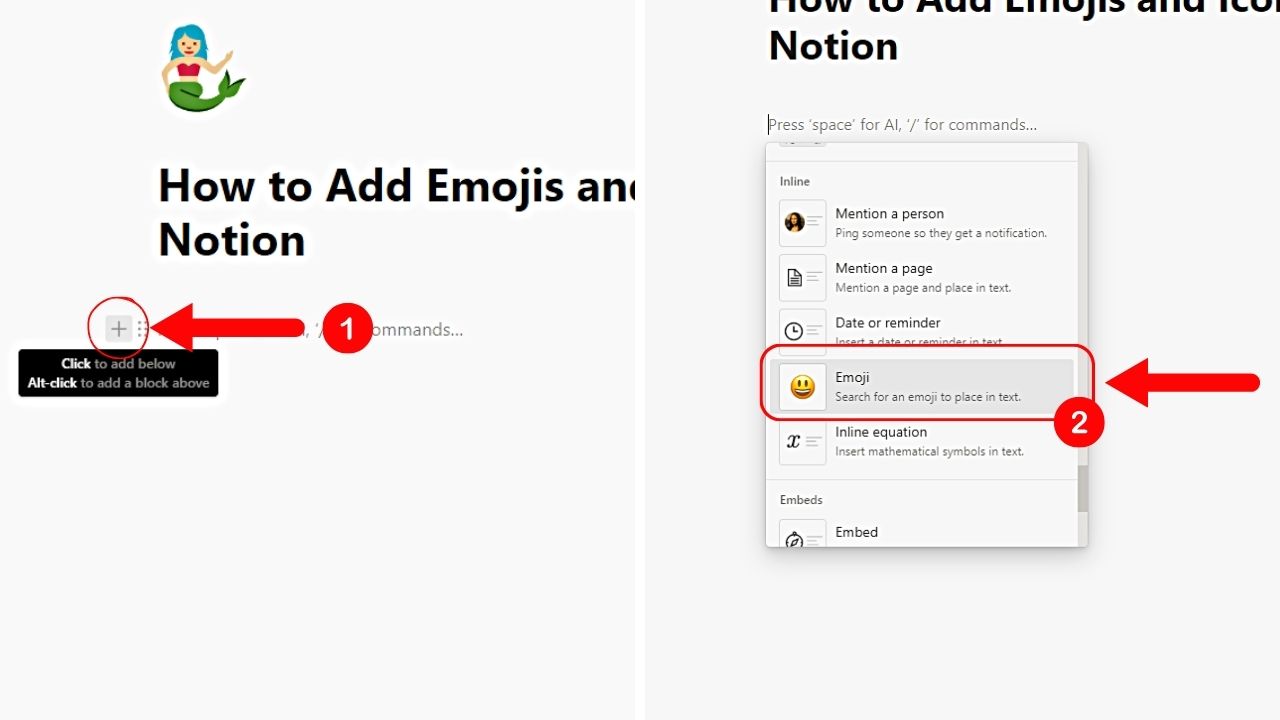 Open the Emoji Menu to Add Emojis in Notion Step 1