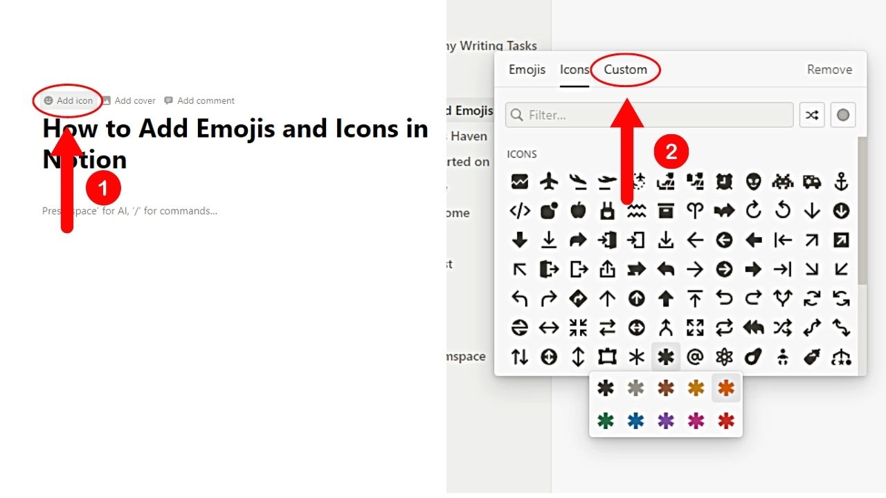 Upload Images from Your Computer to Add Emojis in Notion Step 1