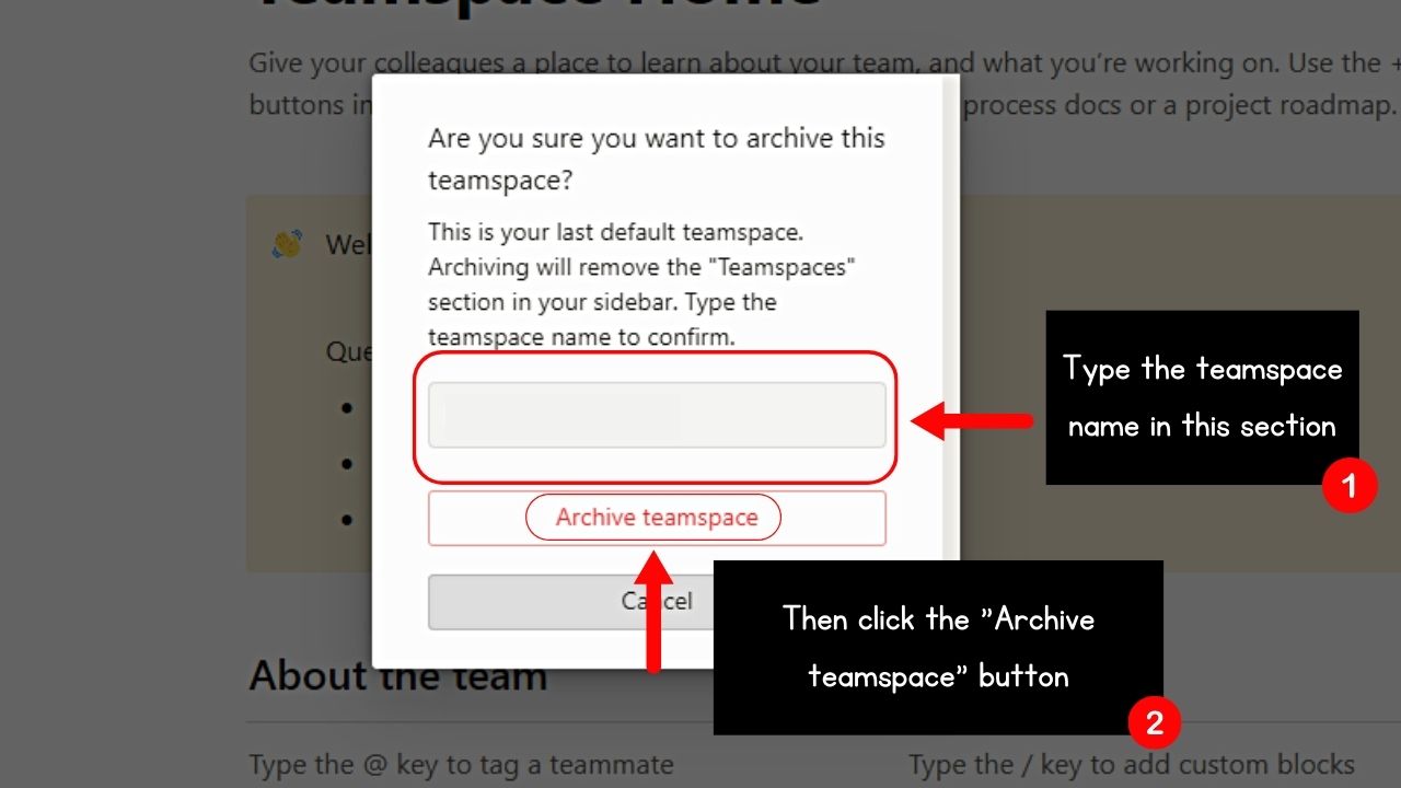 Accessing Teamspace Settings to Delete Teamspace in Notion Step 5