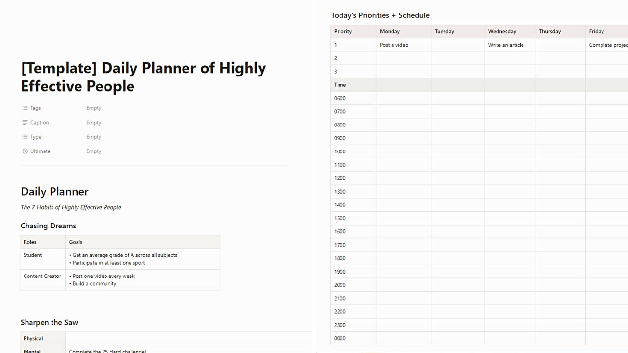 Daily Planner of Highly Effective People