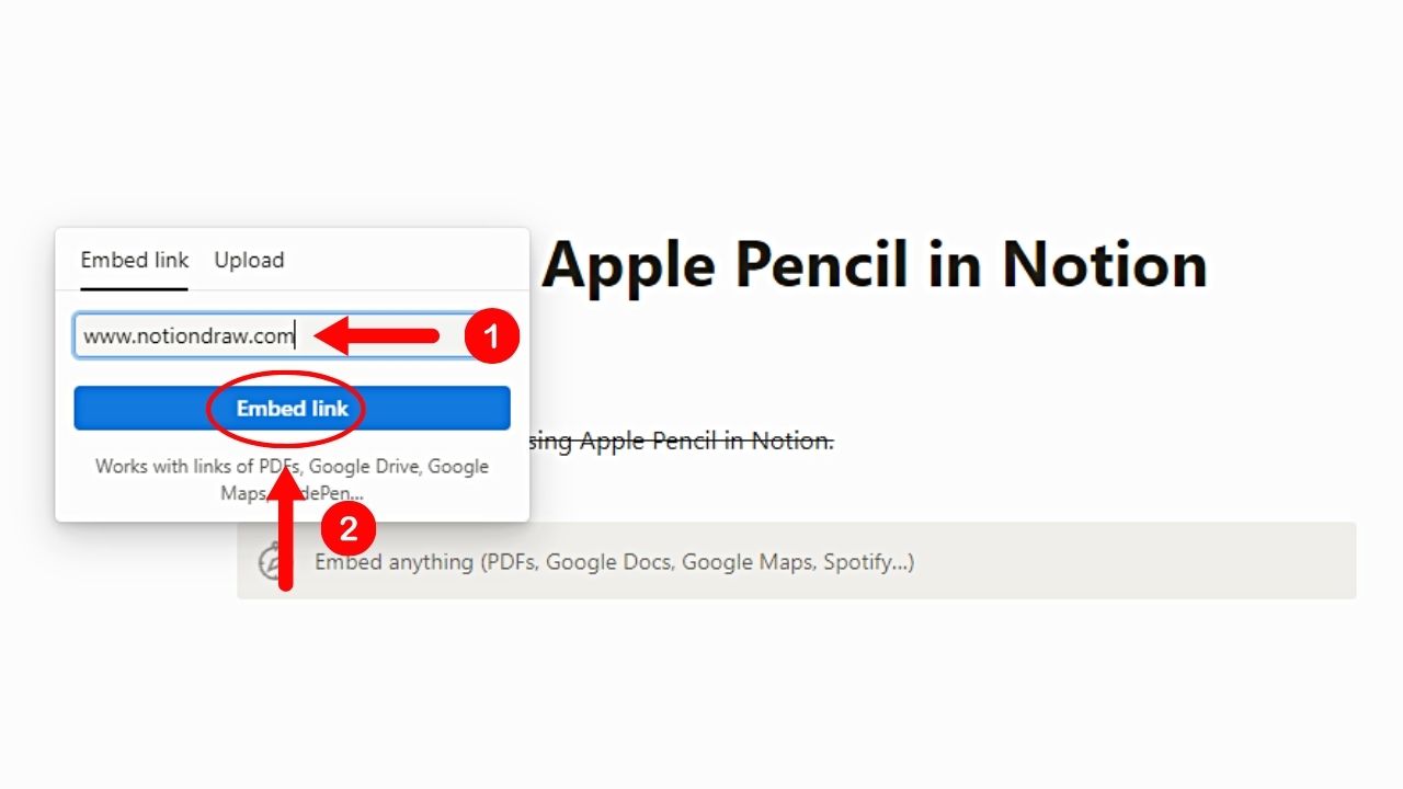 Embed the Notion Draw App When Using Apple Pencil in Notion Step 2