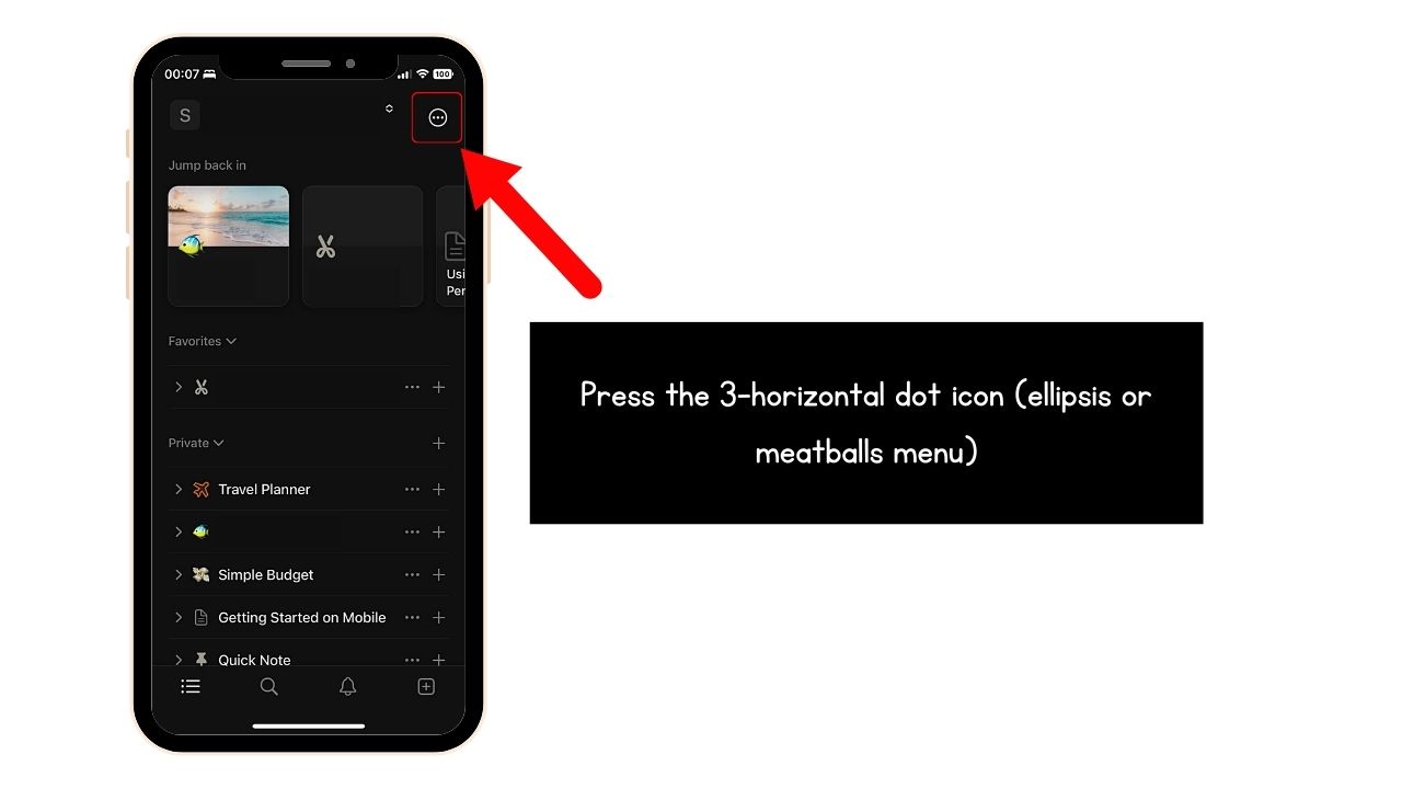 How to Delete Workspace in Notion on iPad and Mobile Step 1