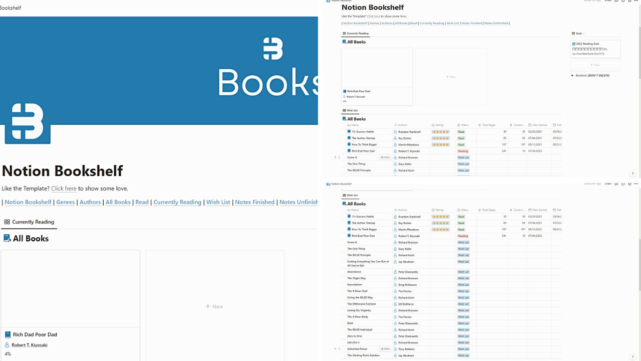 Notion Bookshelf Book Tracker Template