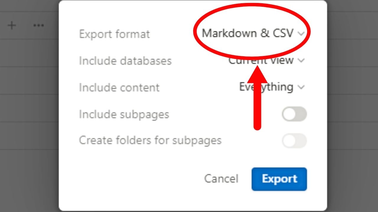 Exporting Table as Markdown & CSV File to Merge Databases in Notion Step 3