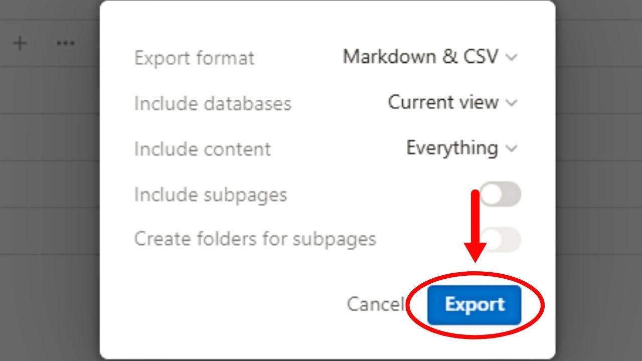 Exporting Table as Markdown & CSV File to Merge Databases in Notion Step 4