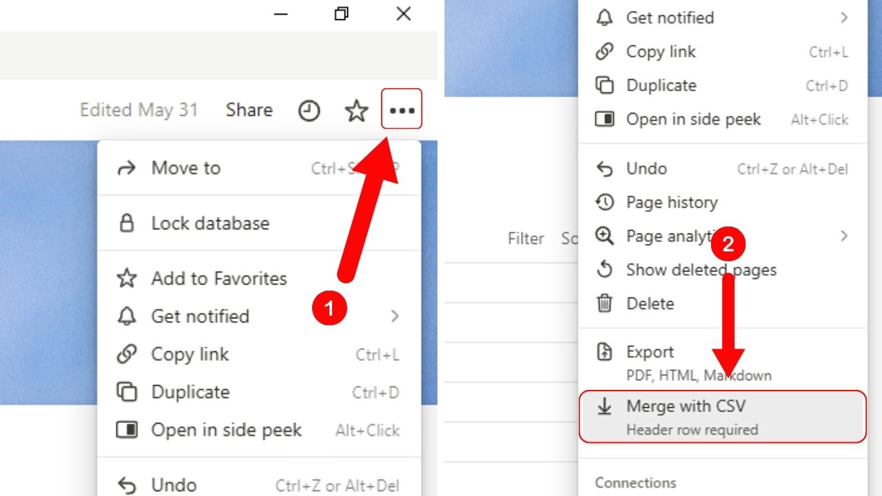 Exporting Table as Markdown & CSV File to Merge Databases in Notion Step 7