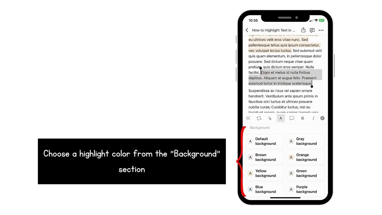 How to Highlight Existing Text in Notion Mobile Step 5