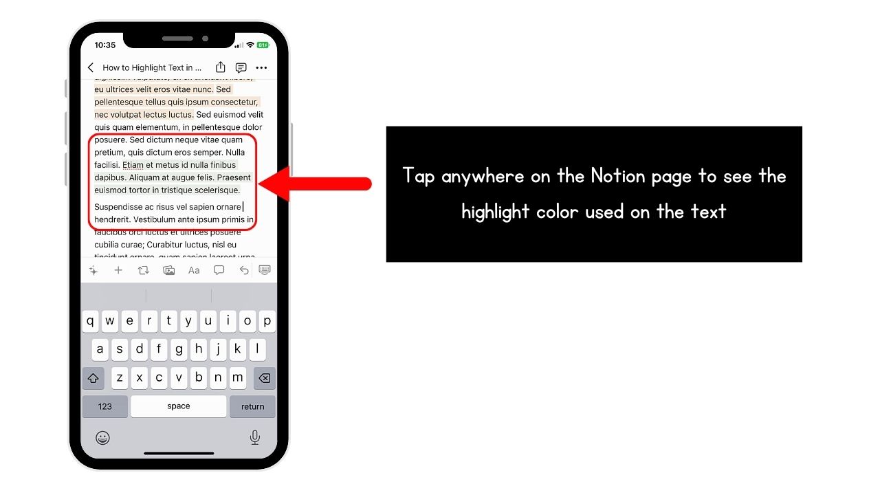 How to Highlight Existing Text in Notion Mobile Step 6