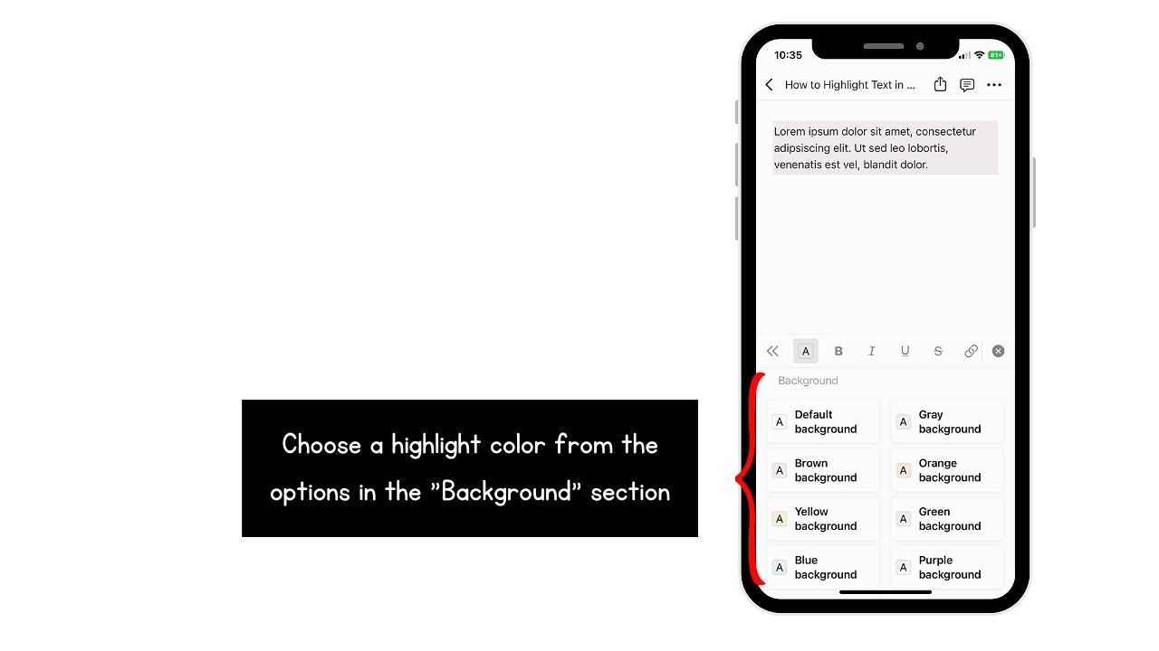 How to Highlight New Text in Notion Mobile Step 4