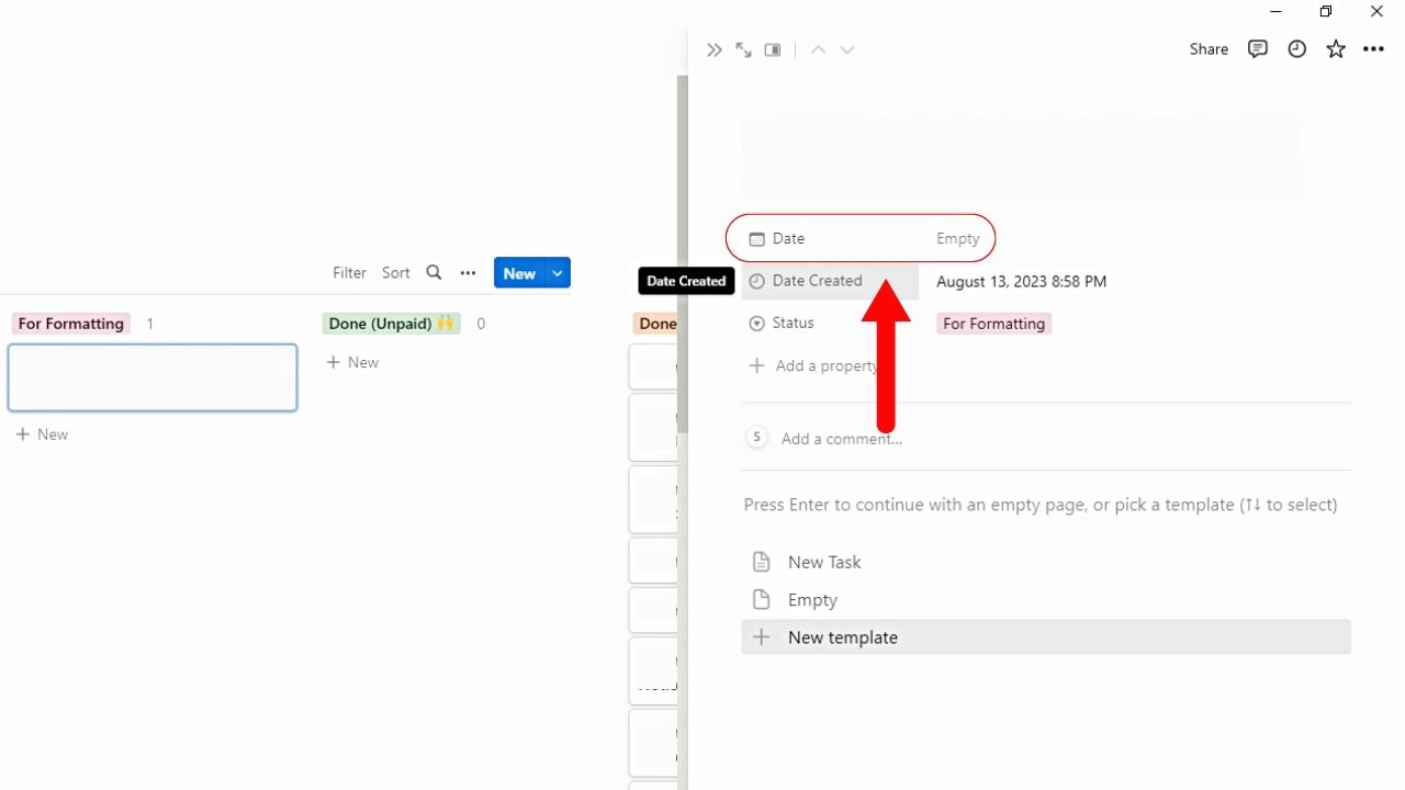 How to Add or Set Reminders in Notion Database Step 2