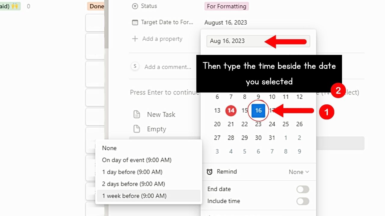 How to Add or Set Reminders in Notion Database Step 4-1