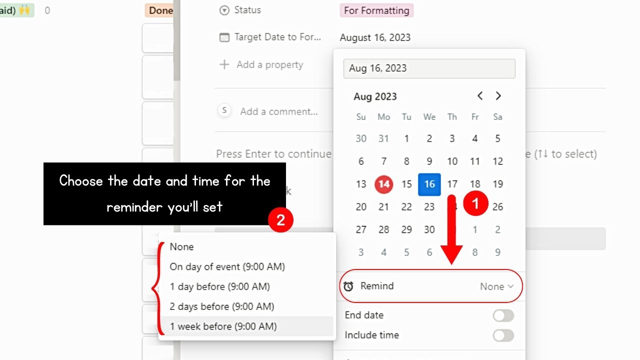 How to Add or Set Reminders in Notion Database Step 4-2