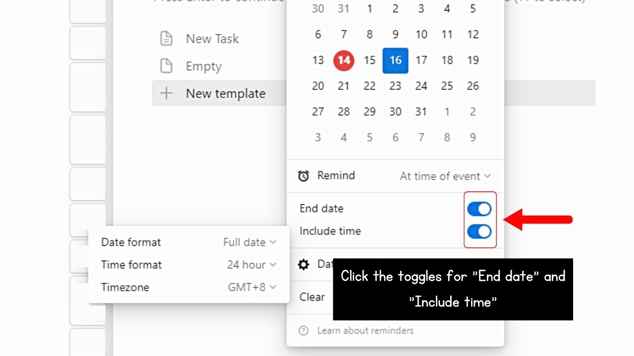 How to Add or Set Reminders in Notion Database Step 5
