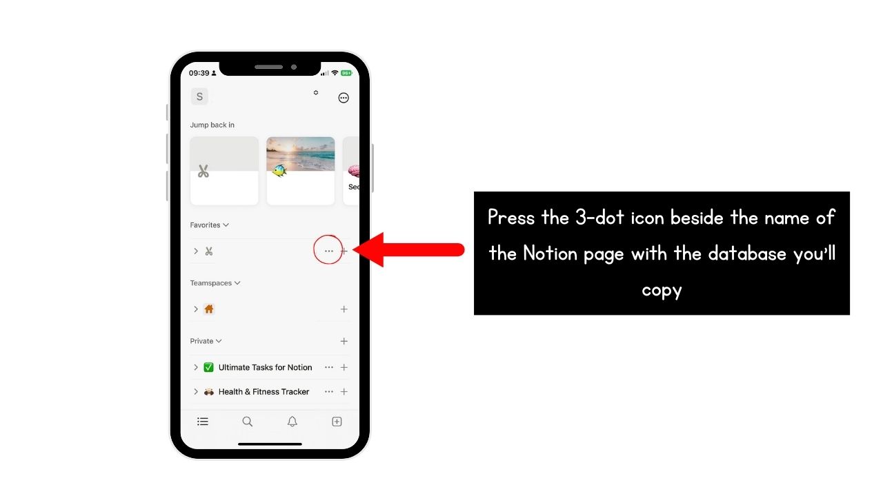 How to Duplicate Databases in Notion Mobile With Linking Step 1