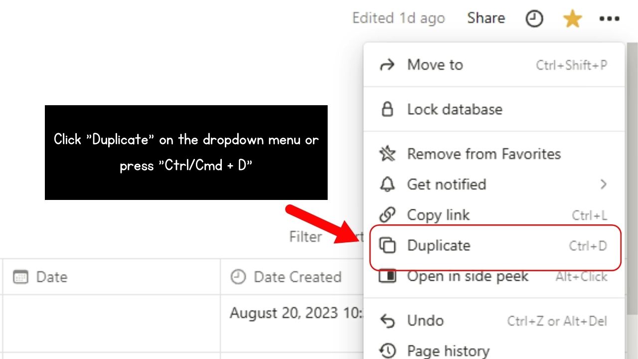 How to Duplicate a Specific View of the Database in Notion Step 2