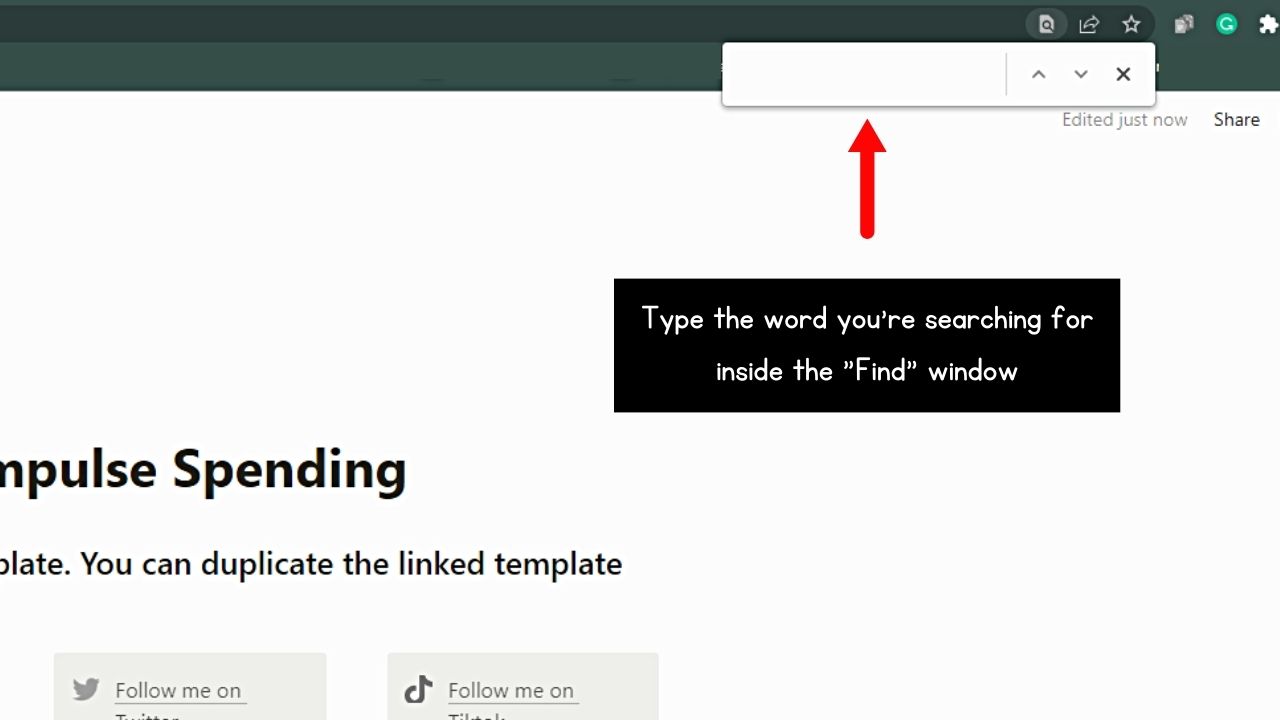 How to Find and Replace in Notion by Using the Browser's Find Feature Step 2