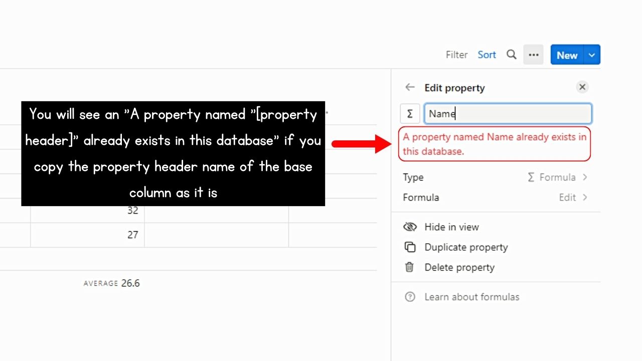 How to Freeze Columns in Notion by Creating a Replica of a Property Step 4