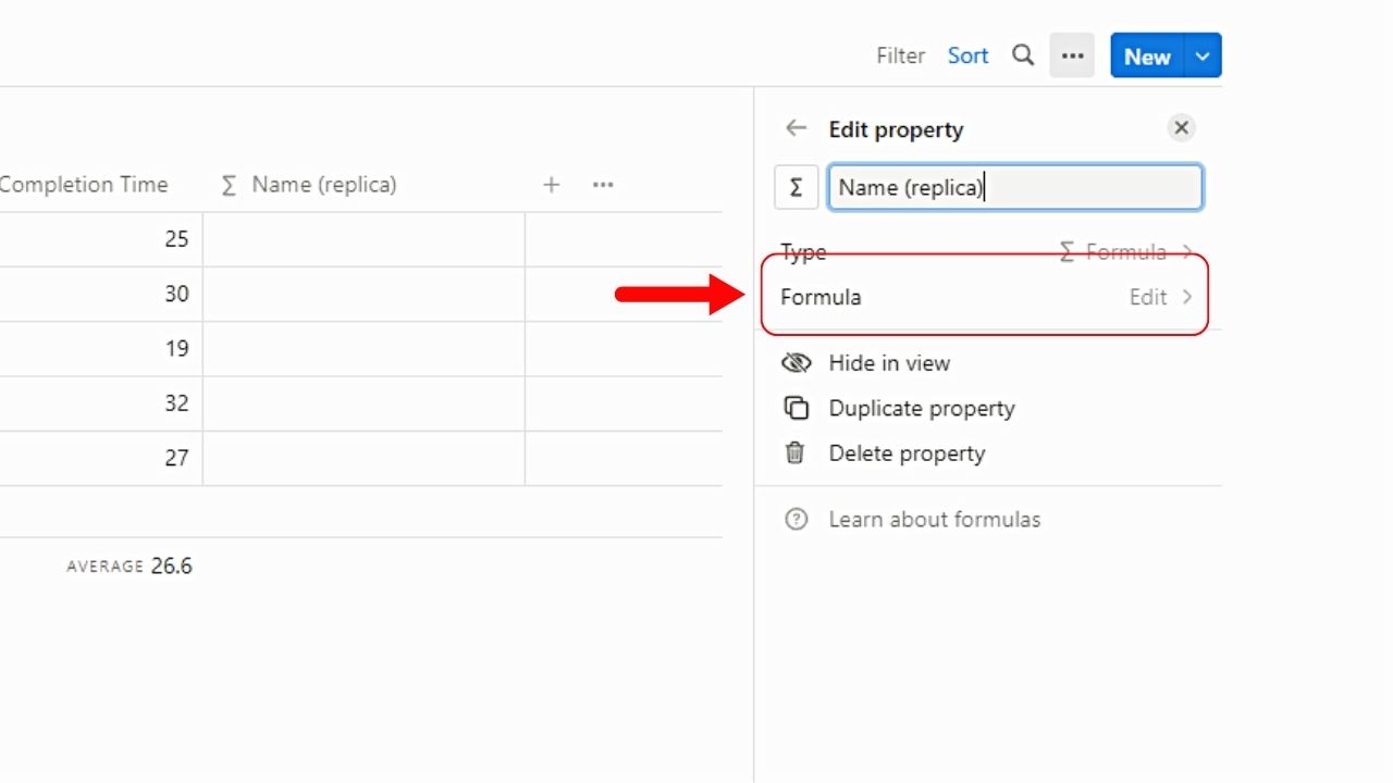 How to Freeze Columns in Notion by Creating a Replica of a Property Step 5