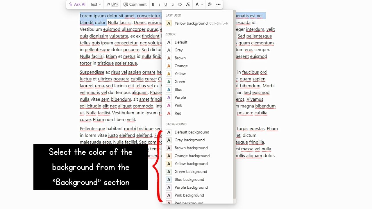 How to Highlight Text in Notion With Text Added (Desktop or Web) Step 3