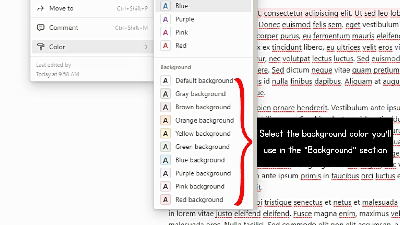How to Highlight Text in Notion Without Text Added (Desktop or Web) Step 3