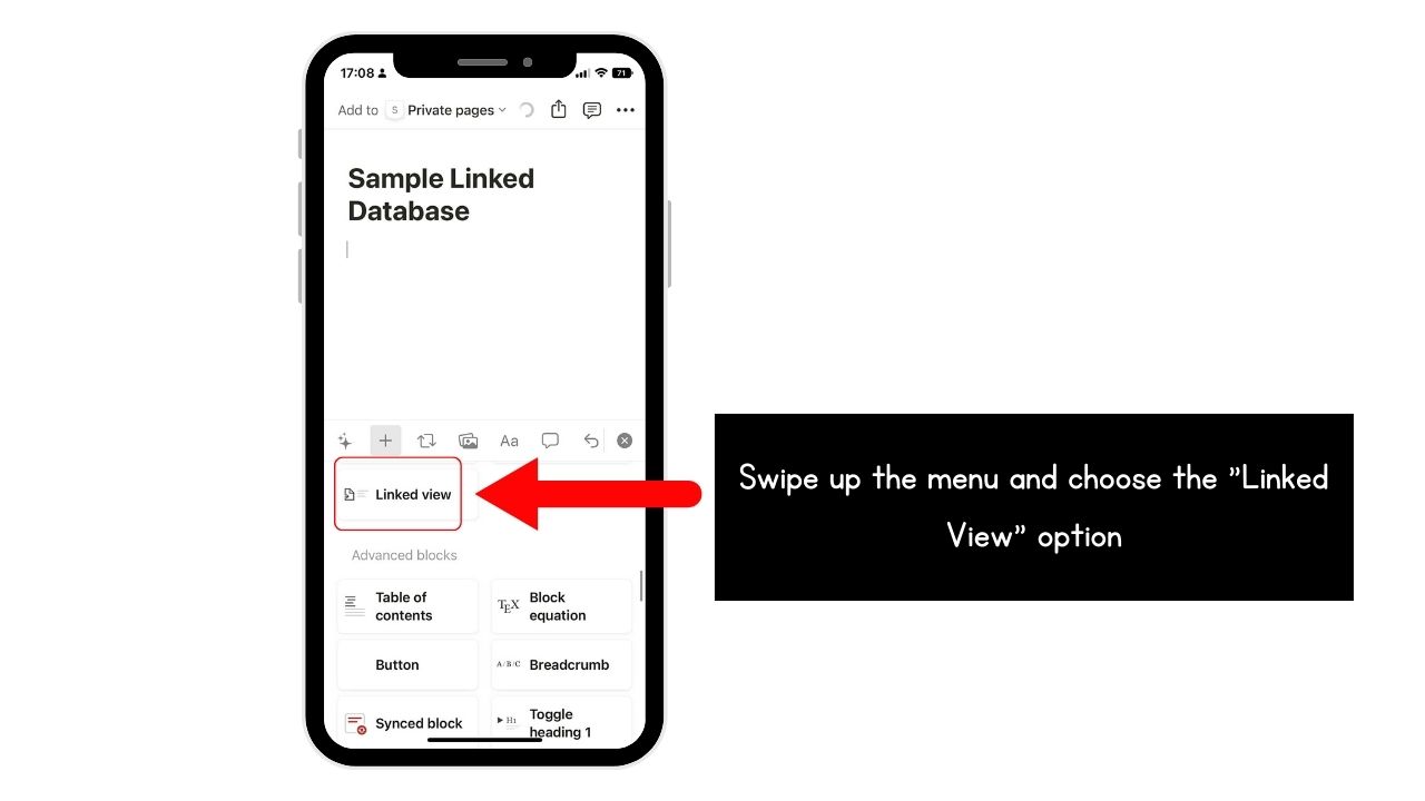 How to Link Databases in Notion (Mobile) Step 4