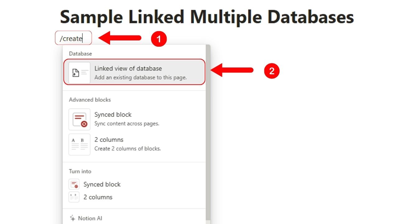 How to Link Multiple Databases in Notion Step 1