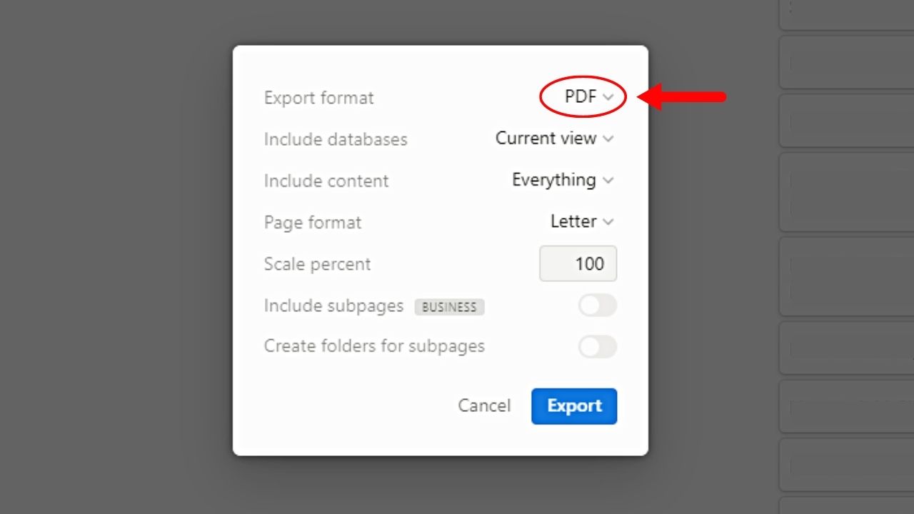 How to Print a Page in Notion by Exporting it as a PDF Step 3